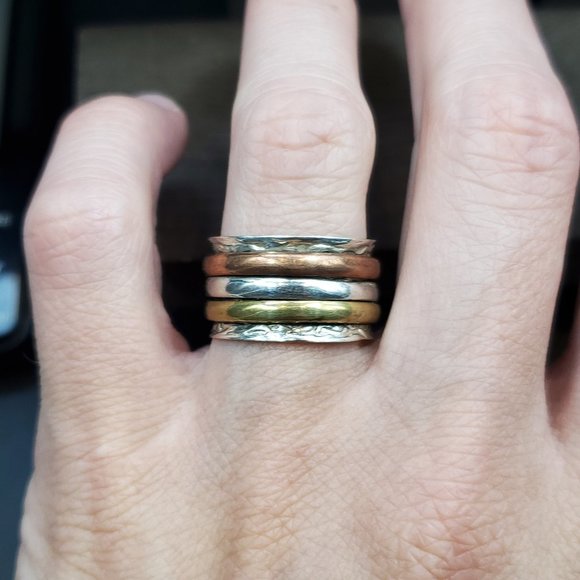 Size 7 Sterling Silver Triple Band Spinner Ring - Picture 1 of 6